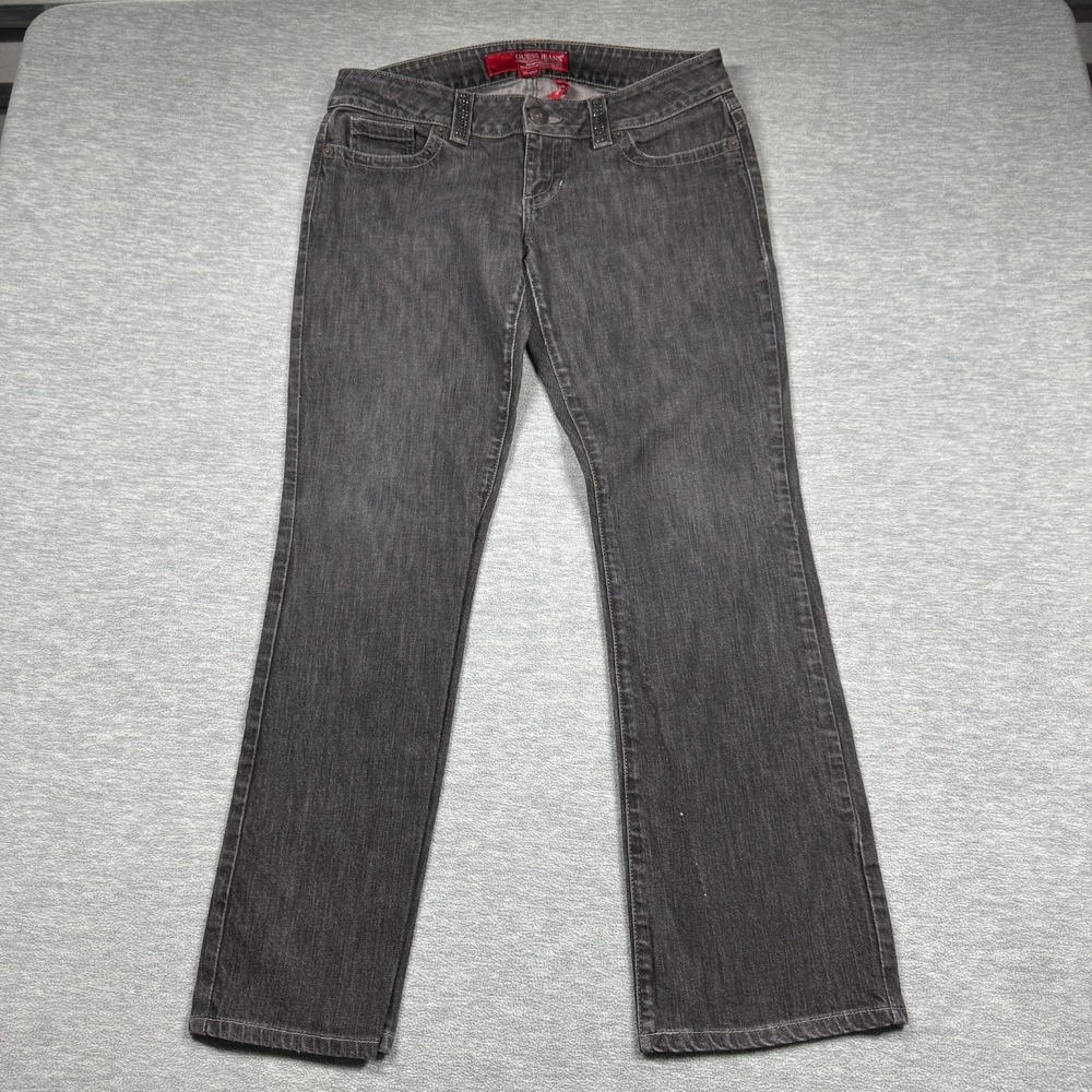 GUESS JEANS Womens 28 Black Daredevil Boot Bootcut Stretch Rhinestone Denim Pant